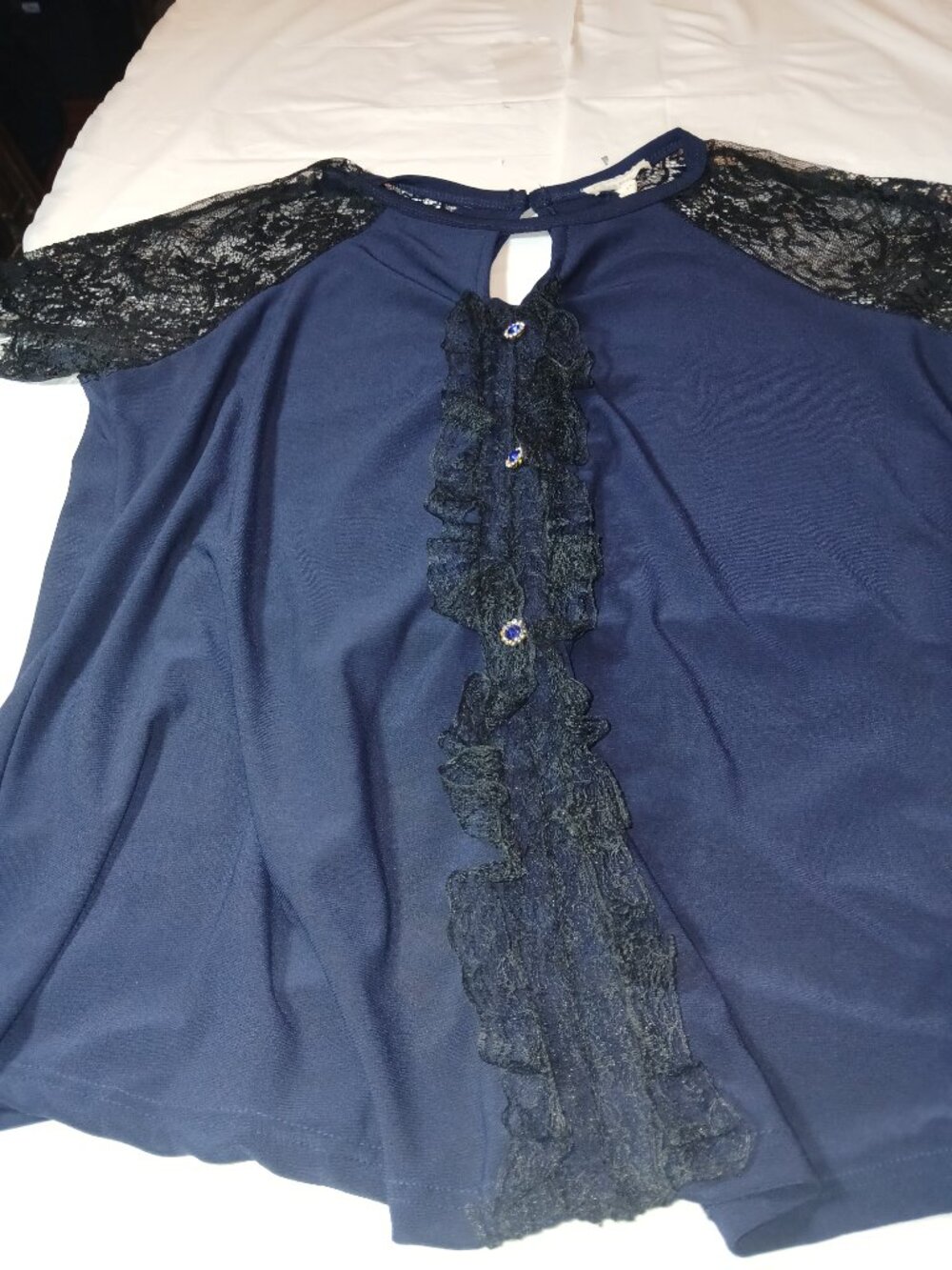 Maurices Blue With Black Lace Blouse Sz 0